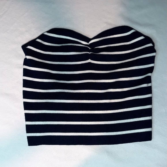 Freshman 1996 Tops - Freshman 1996 Strapless Knit Tube Top Navy White Stripe Women’s Large
